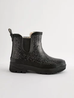 Black Glitter Chelsea Wellies