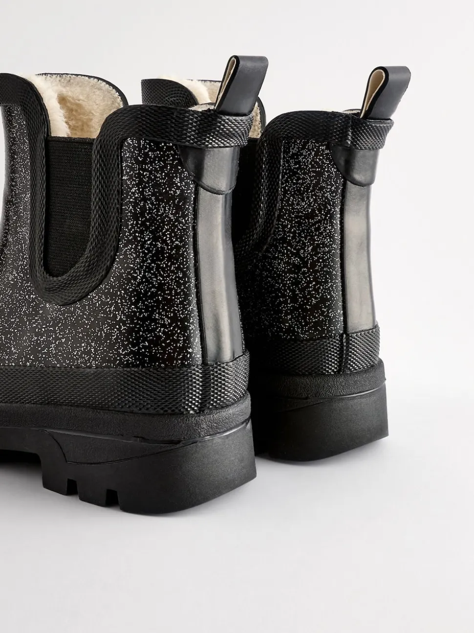Black Glitter Chelsea Wellies