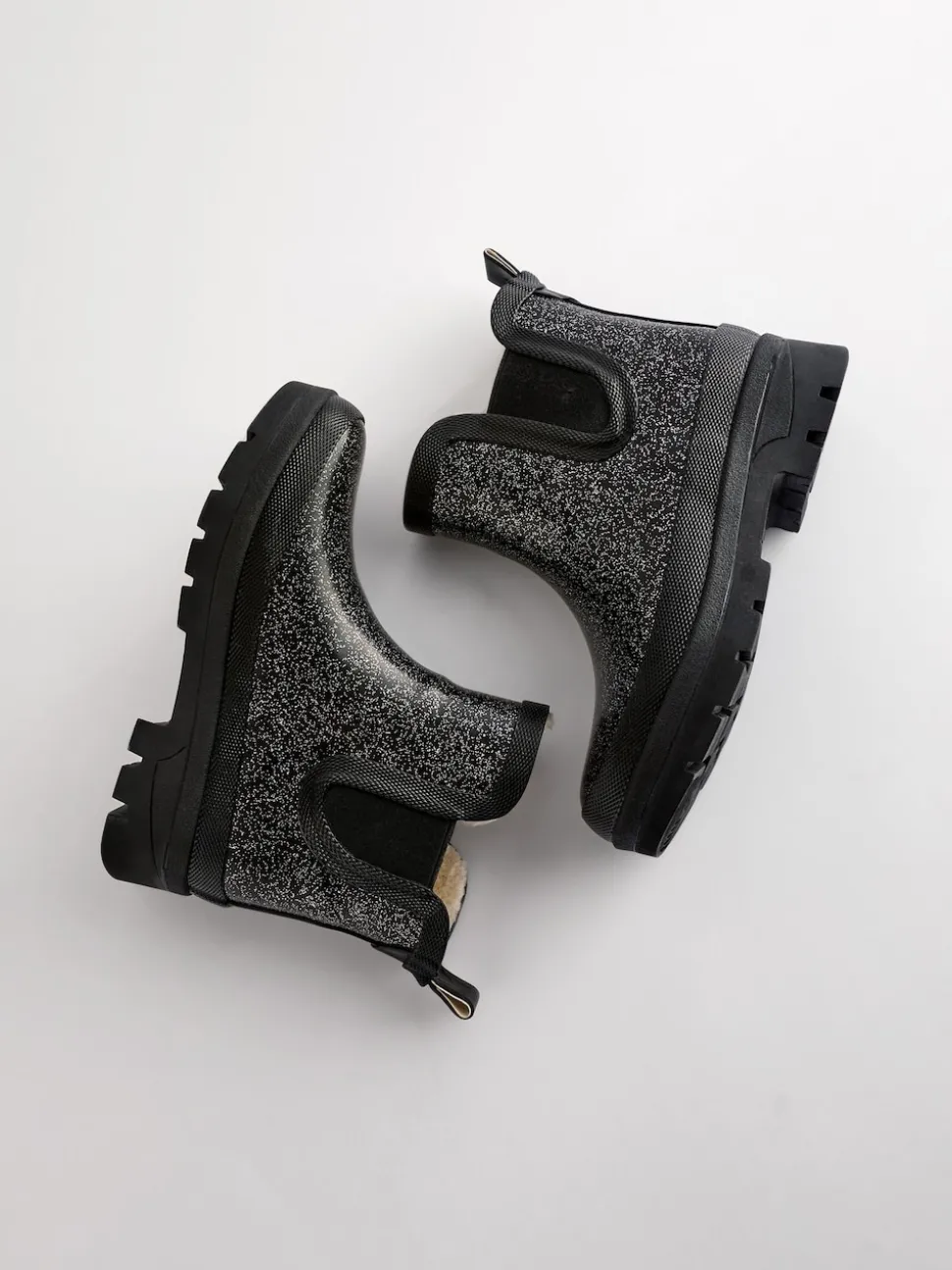 Black Glitter Chelsea Wellies
