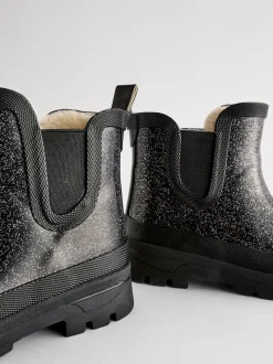 Black Glitter Chelsea Wellies