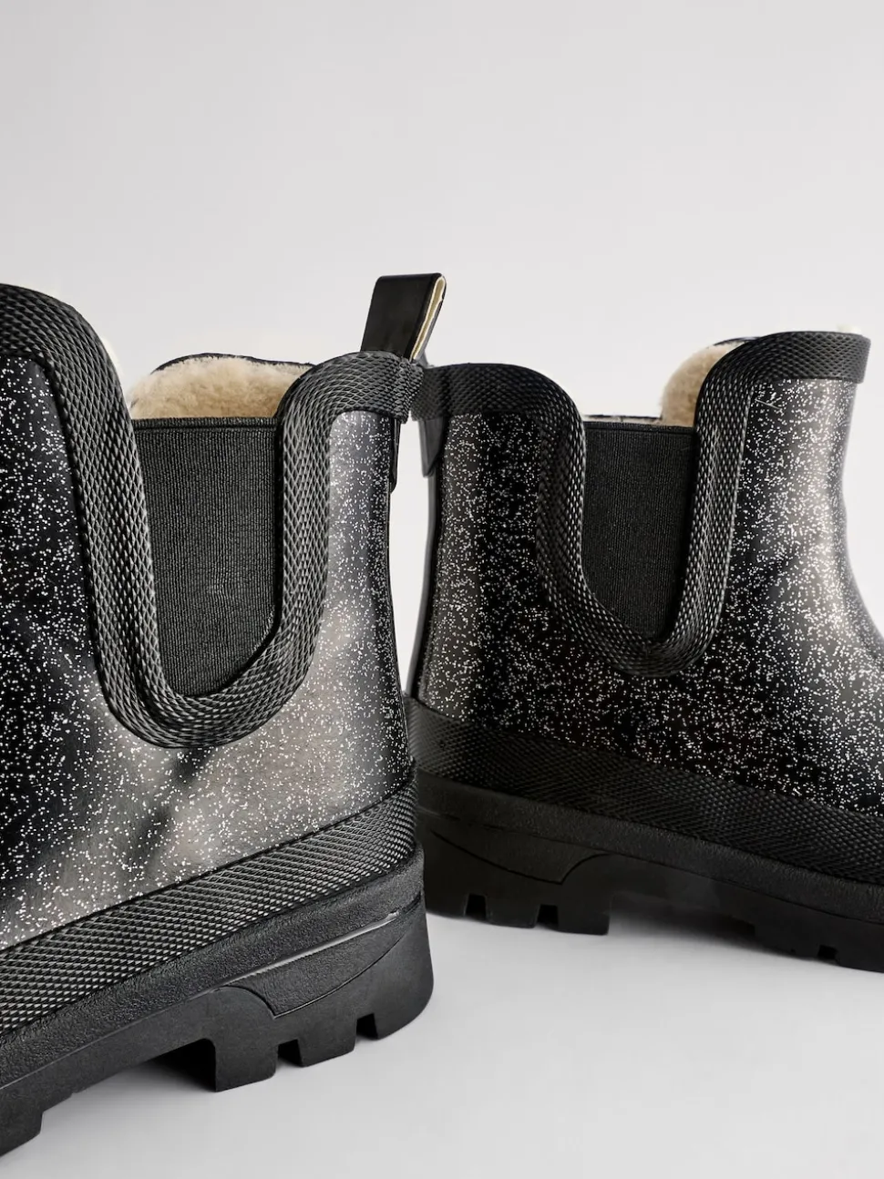 Black Glitter Chelsea Wellies