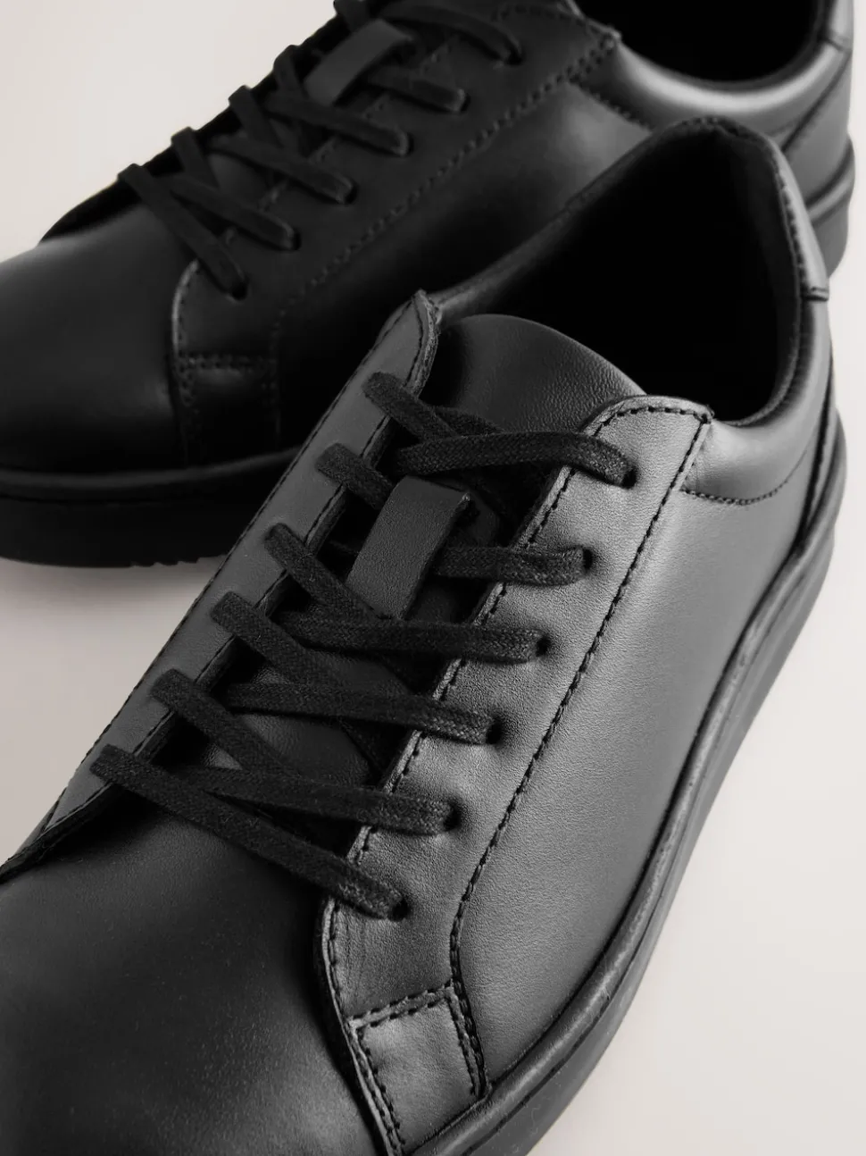 Black Leather Lace Up School Shoes