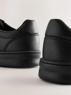 Black Leather Lace Up School Shoes