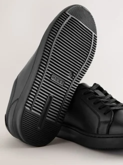 Black Leather Lace Up School Shoes