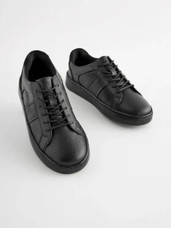Black Leather Lace Up School Shoes