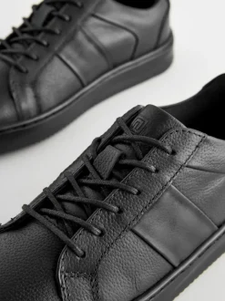 Black Leather Lace Up School Shoes