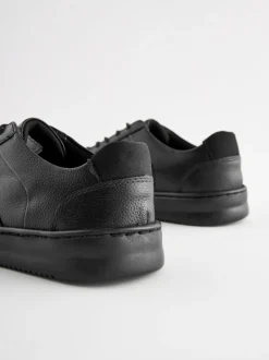 Black Leather Lace Up School Shoes