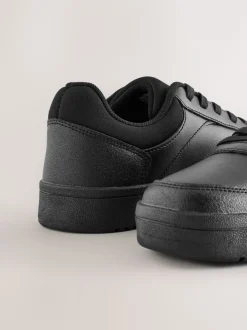 Black Leather Lace Up School Shoes