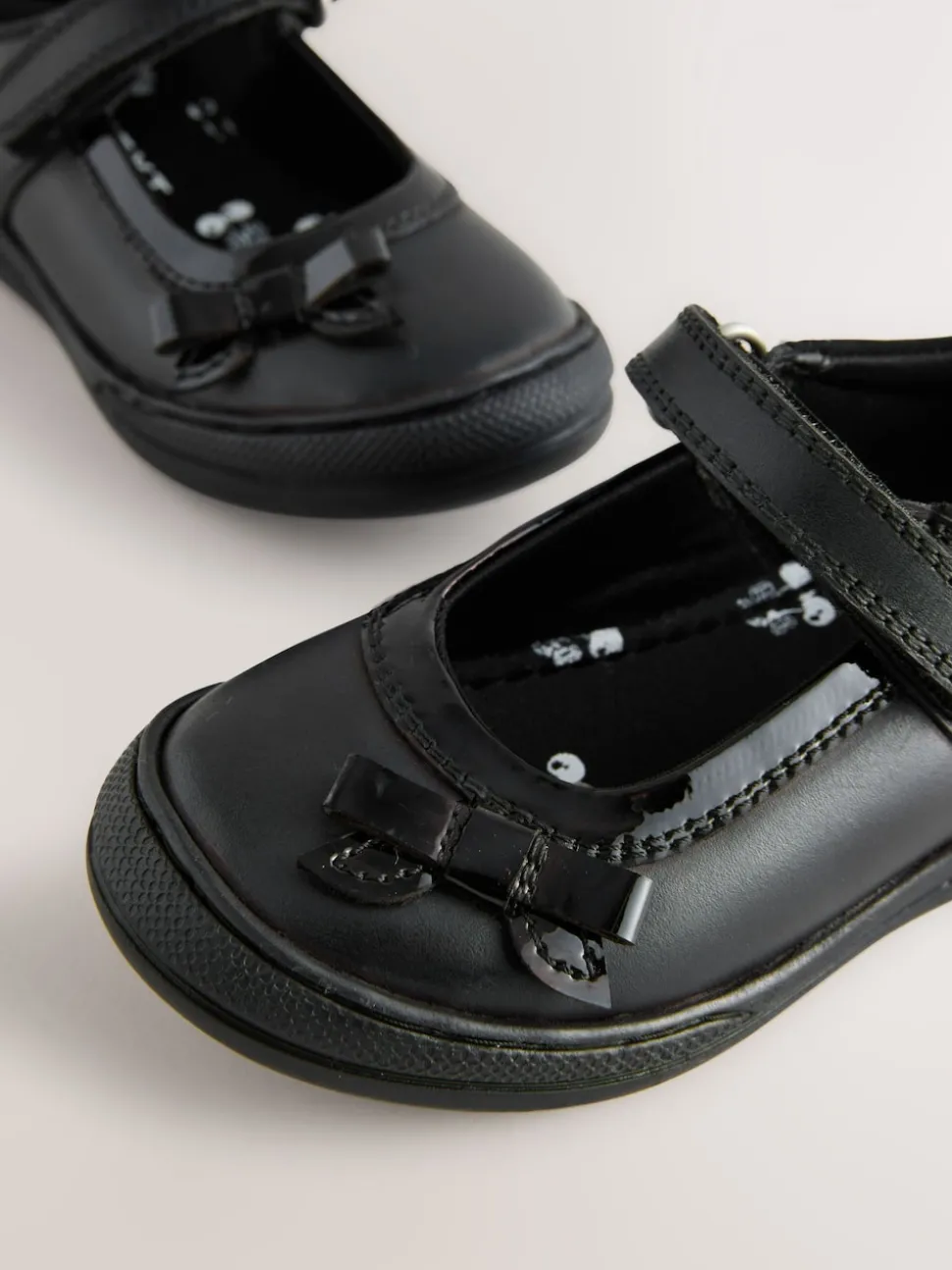 Black Leather Standard Fit (F) Bow Mary Jane School Shoes