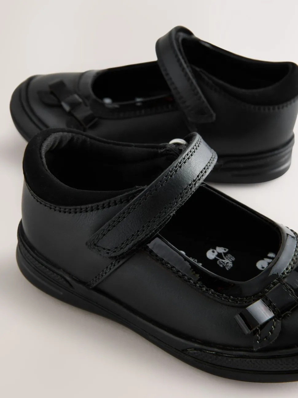 Black Leather Standard Fit (F) Bow Mary Jane School Shoes