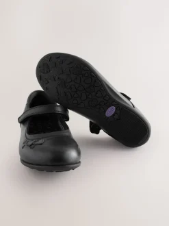 Black Leather Standard Fit (F) Mary Jane School Shoes