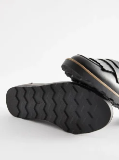 Black Leather Tassel Loafer School Shoes