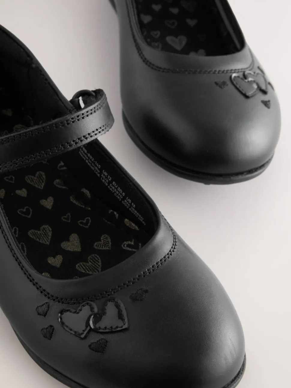 Black Leather Wide Fit (G) Mary Jane School Shoes