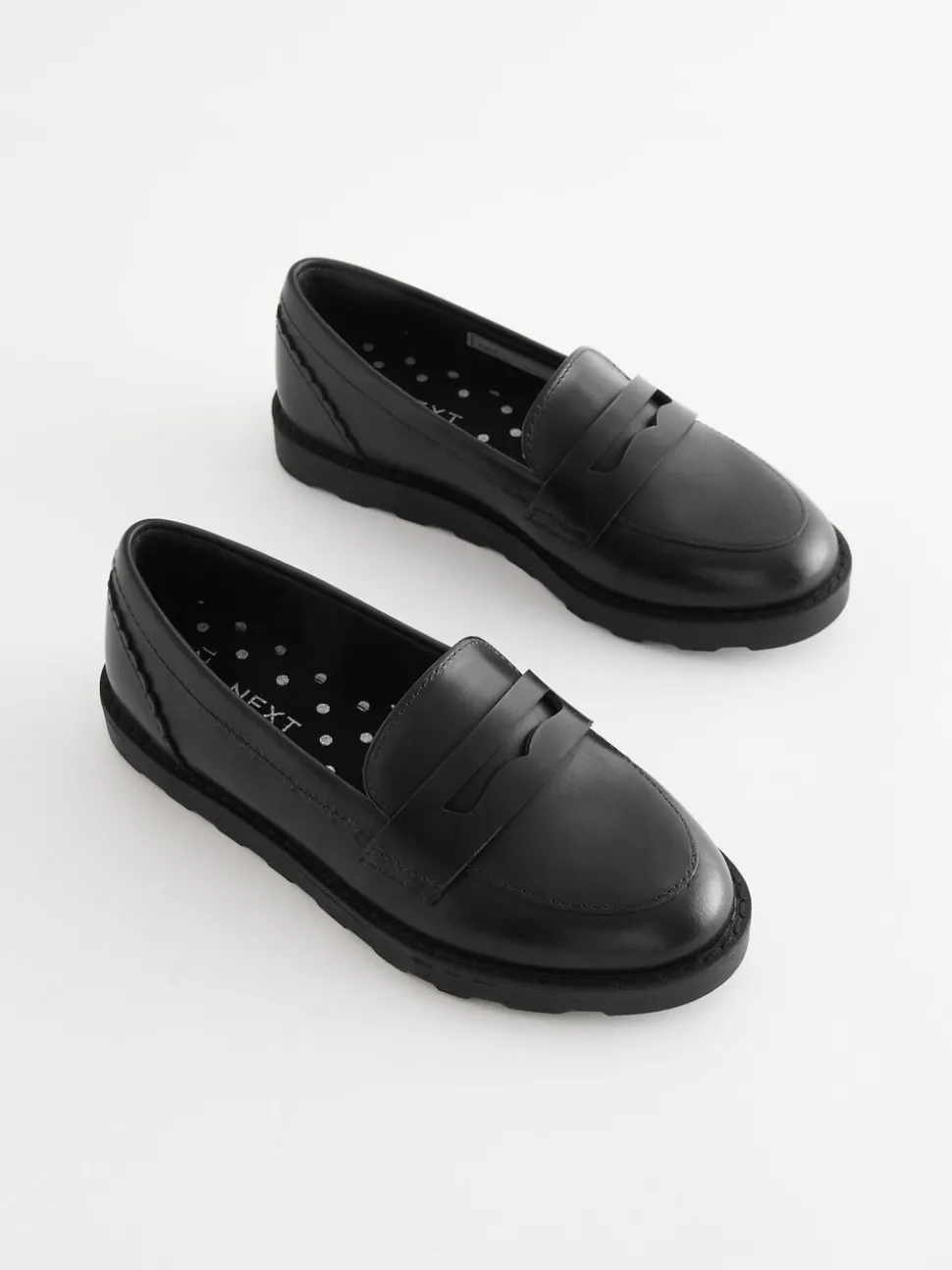 Black Matt School Leather Loafers