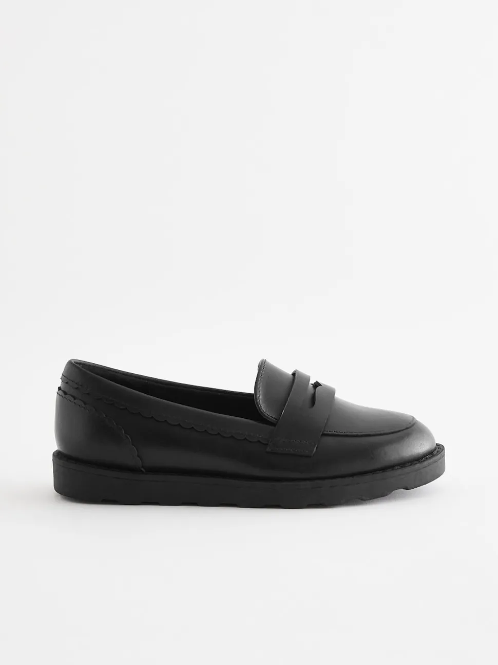 Black Matt School Leather Loafers