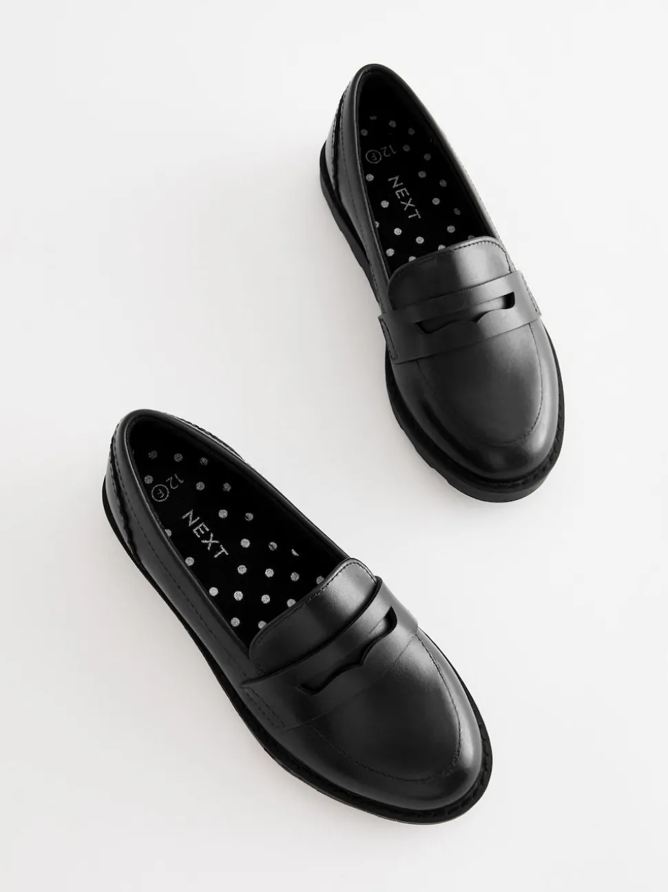 Black Matt School Leather Loafers