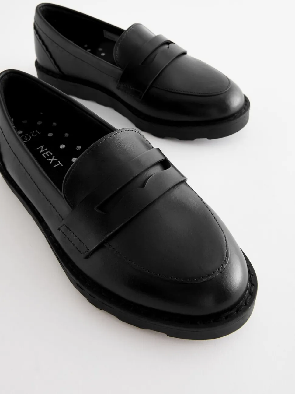 Black Matt School Leather Loafers
