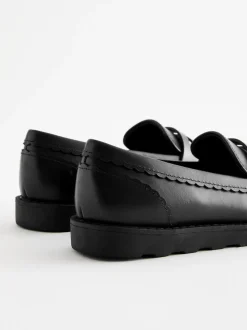 Black Matt School Leather Loafers