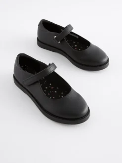 Black Matt School Mary Jane Crepe Sole Shoes