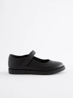 Black Matt School Mary Jane Crepe Sole Shoes