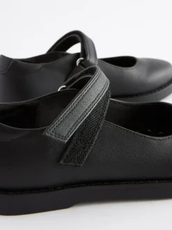 Black Matt School Mary Jane Crepe Sole Shoes