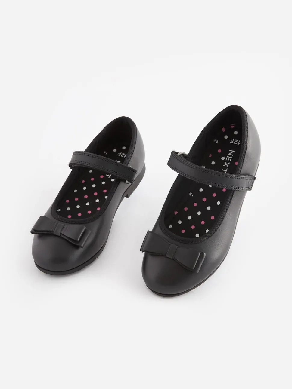 Black Matt Standard Fit (F) School Leather Bow Mary Jane Shoes