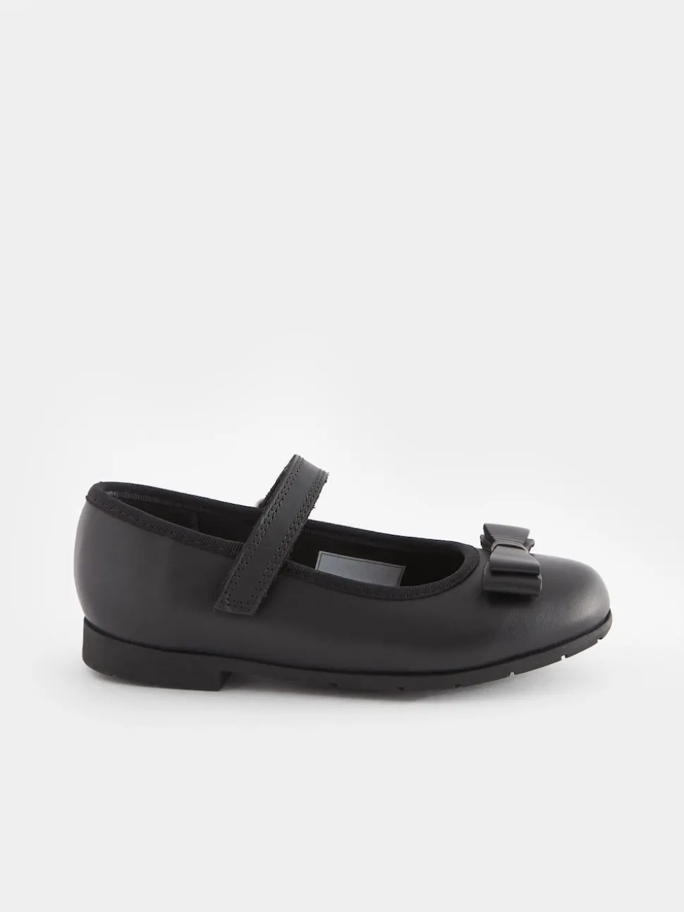 Black Matt Standard Fit (F) School Leather Bow Mary Jane Shoes