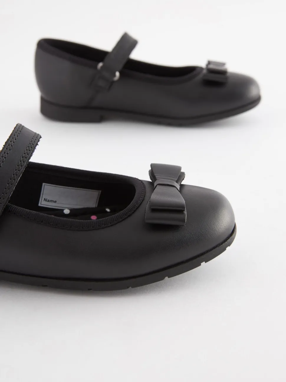 Black Matt Standard Fit (F) School Leather Bow Mary Jane Shoes