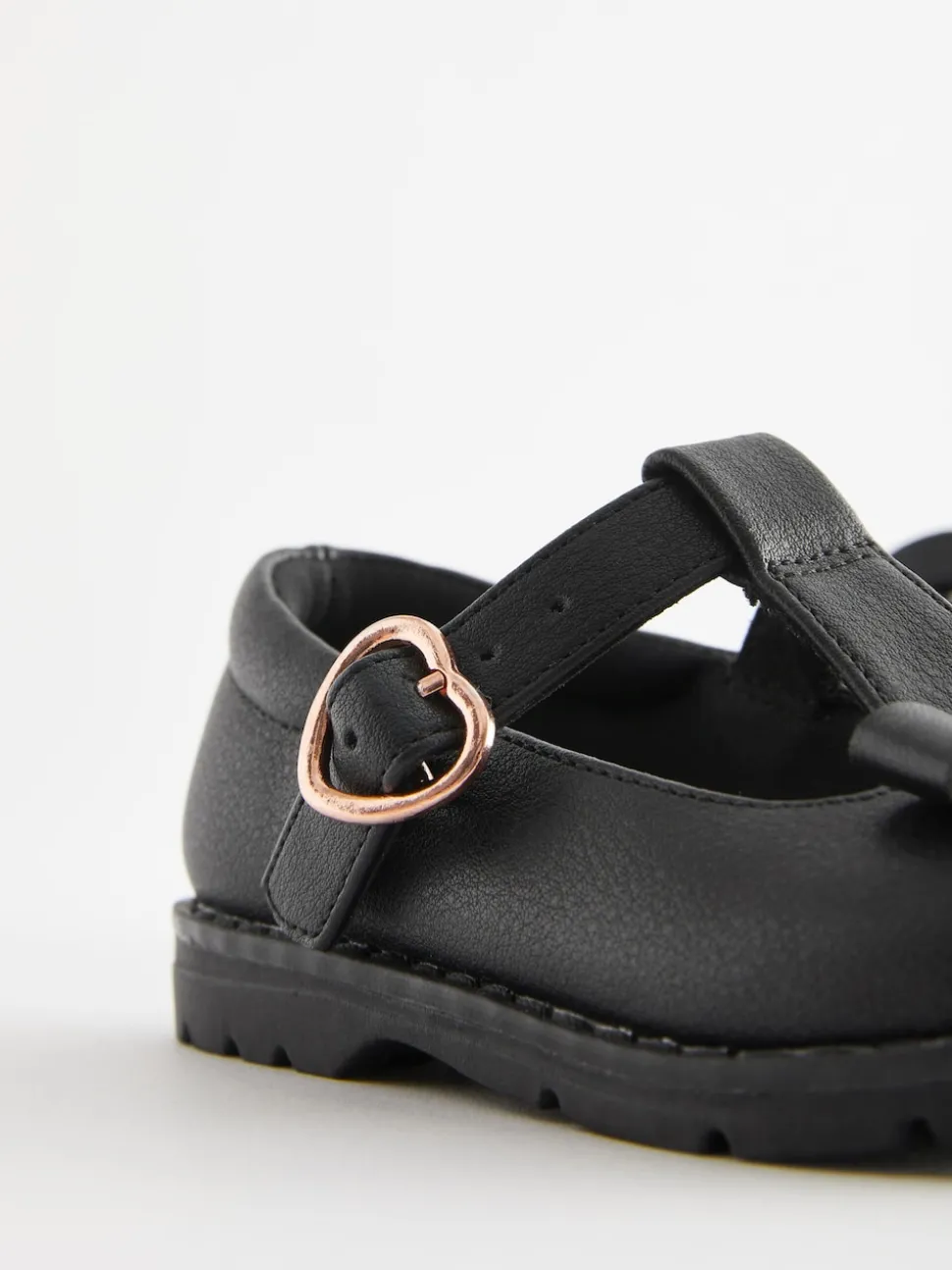 Black Matt Standard Fit (F) School Junior Bow T-Bar Shoes