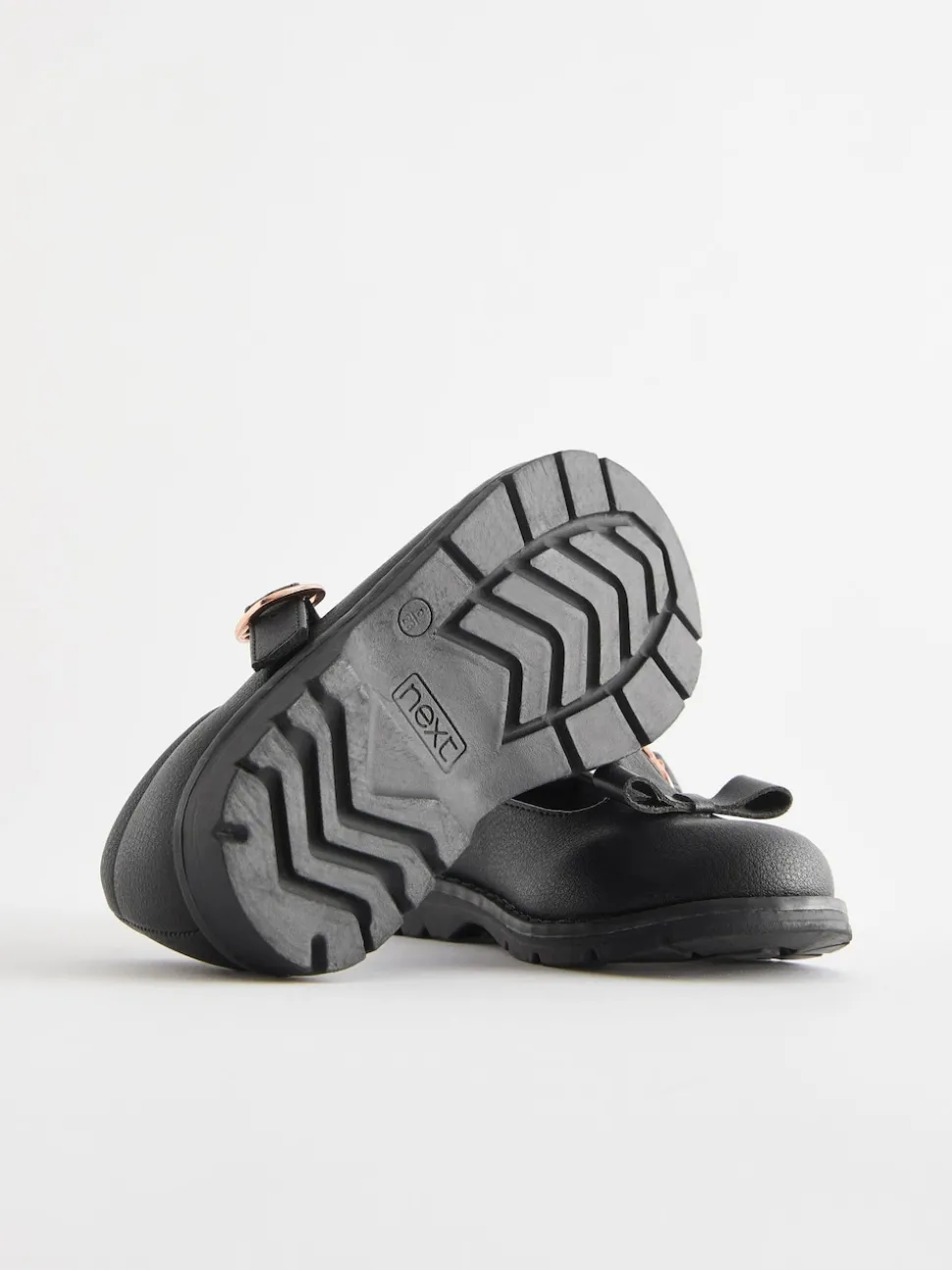 Black Matt Standard Fit (F) School Junior Bow T-Bar Shoes