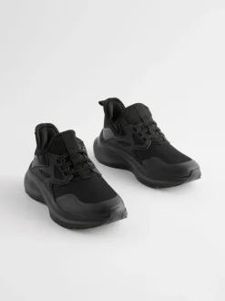 Black Mesh Elastic Lace Trainers