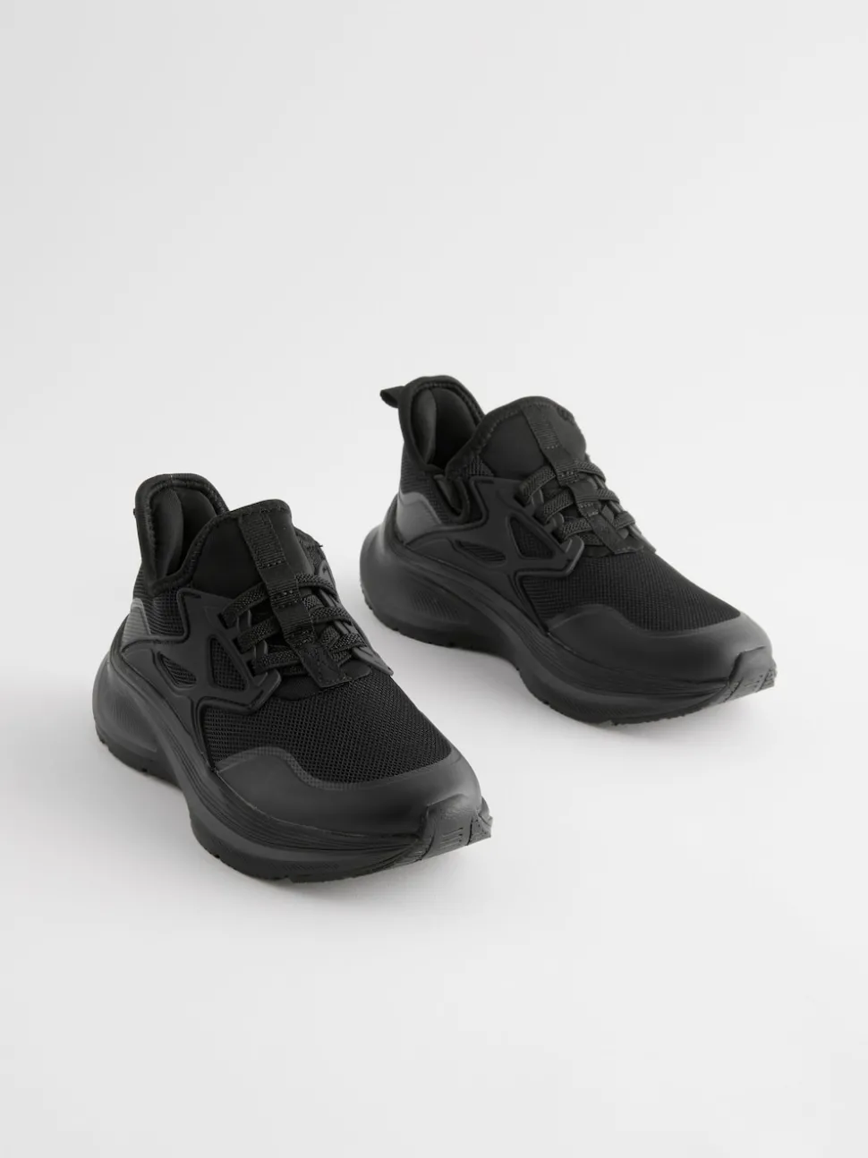 Black Mesh Elastic Lace Trainers