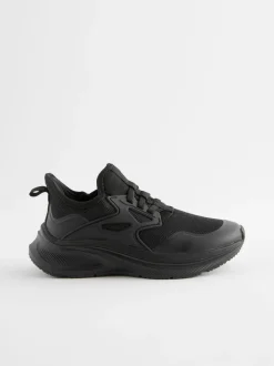 Black Mesh Elastic Lace Trainers