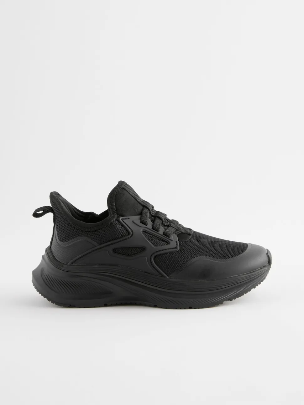 Black Mesh Elastic Lace Trainers