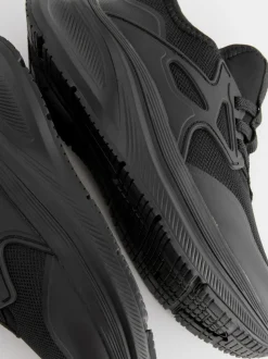 Black Mesh Elastic Lace Trainers
