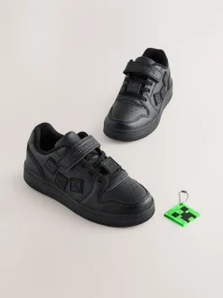 Black Minecraft School Touch Fastening Elastic Lace Shoes