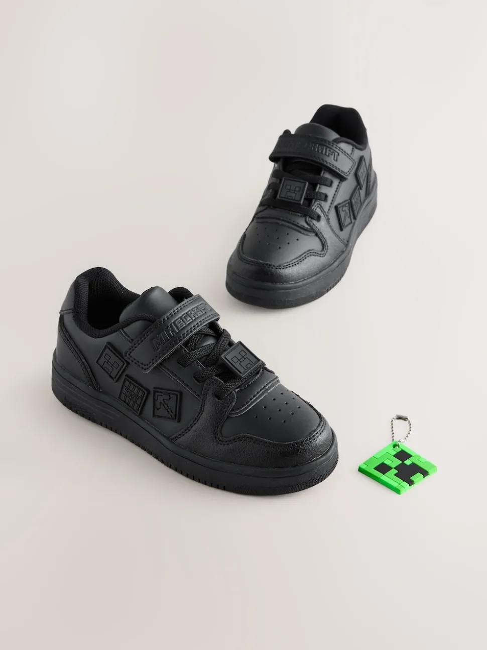 Black Minecraft School Touch Fastening Elastic Lace Shoes