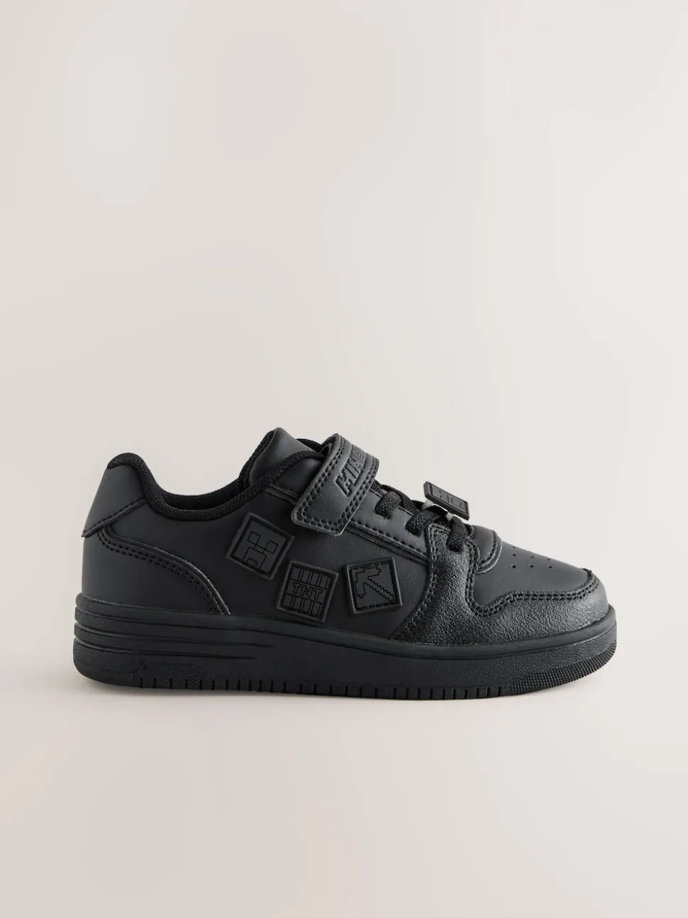 Black Minecraft School Touch Fastening Elastic Lace Shoes