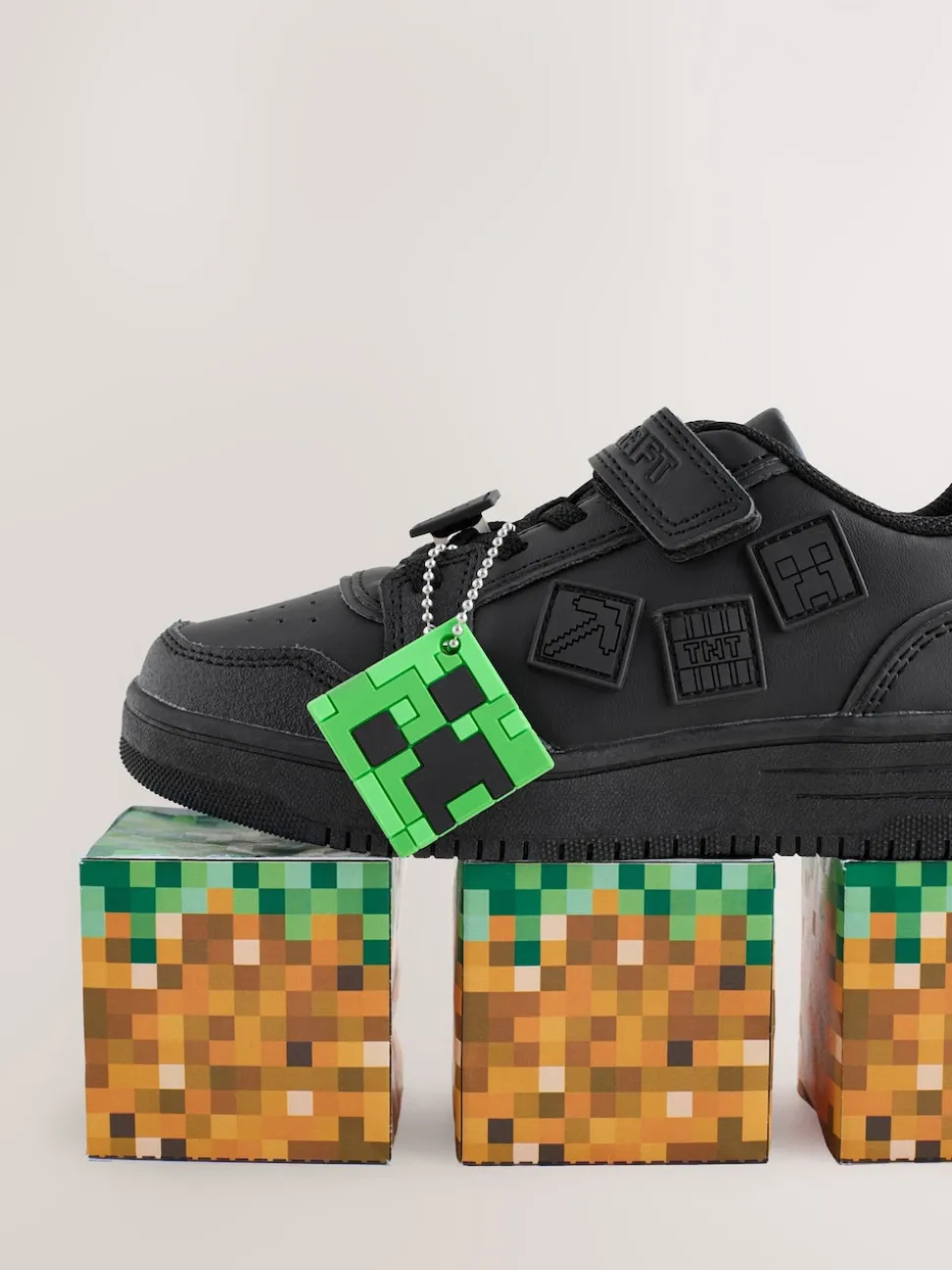 Black Minecraft School Touch Fastening Elastic Lace Shoes