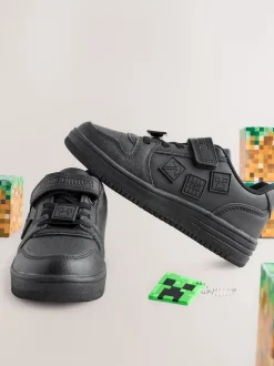 Black Minecraft School Touch Fastening Elastic Lace Shoes