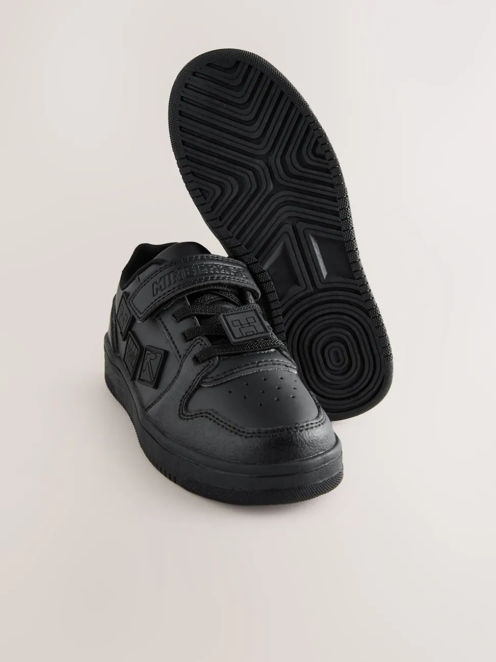 Black Minecraft School Touch Fastening Elastic Lace Shoes