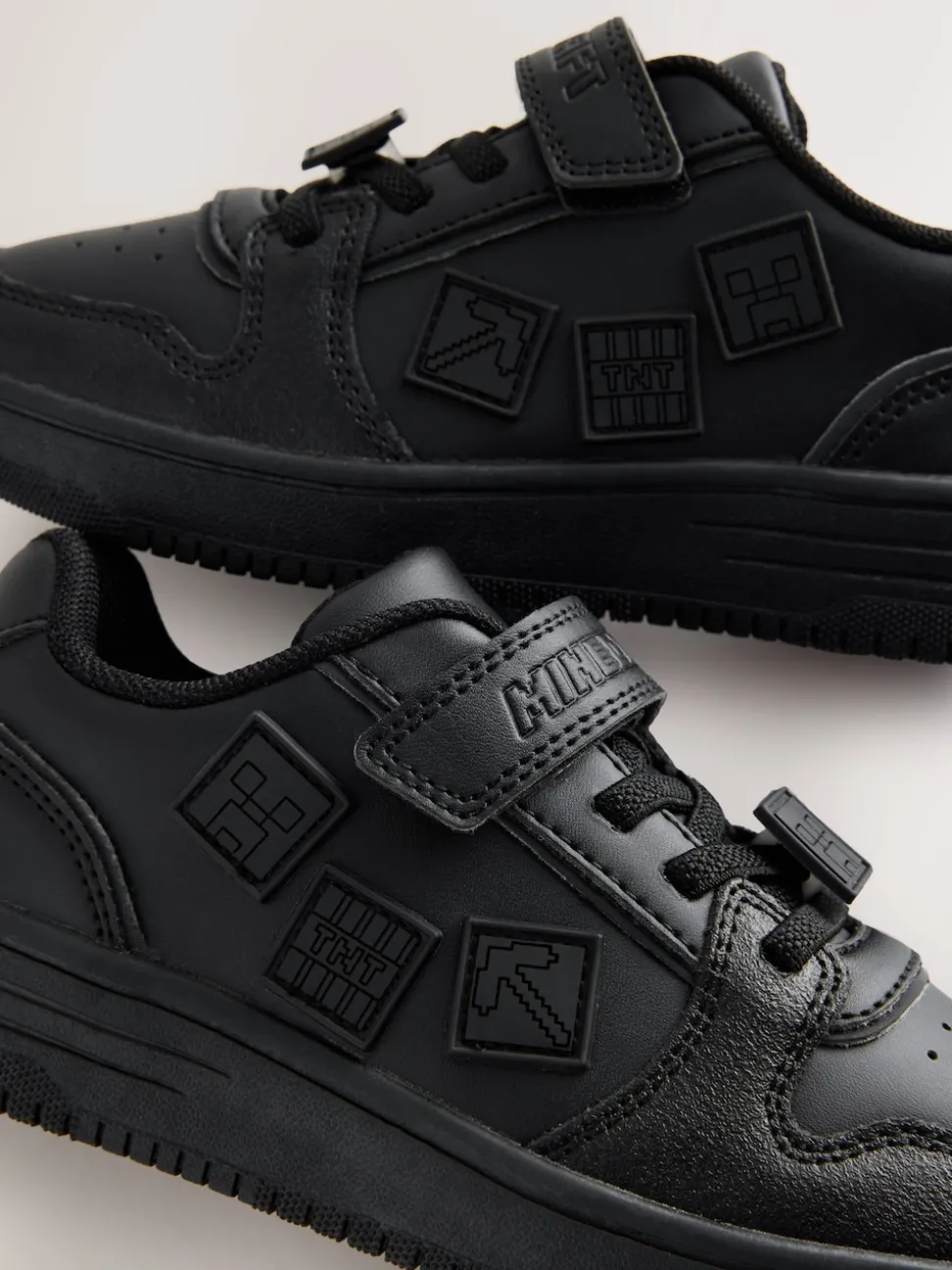 Black Minecraft School Touch Fastening Elastic Lace Shoes