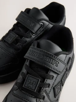 Black Minecraft School Touch Fastening Elastic Lace Shoes