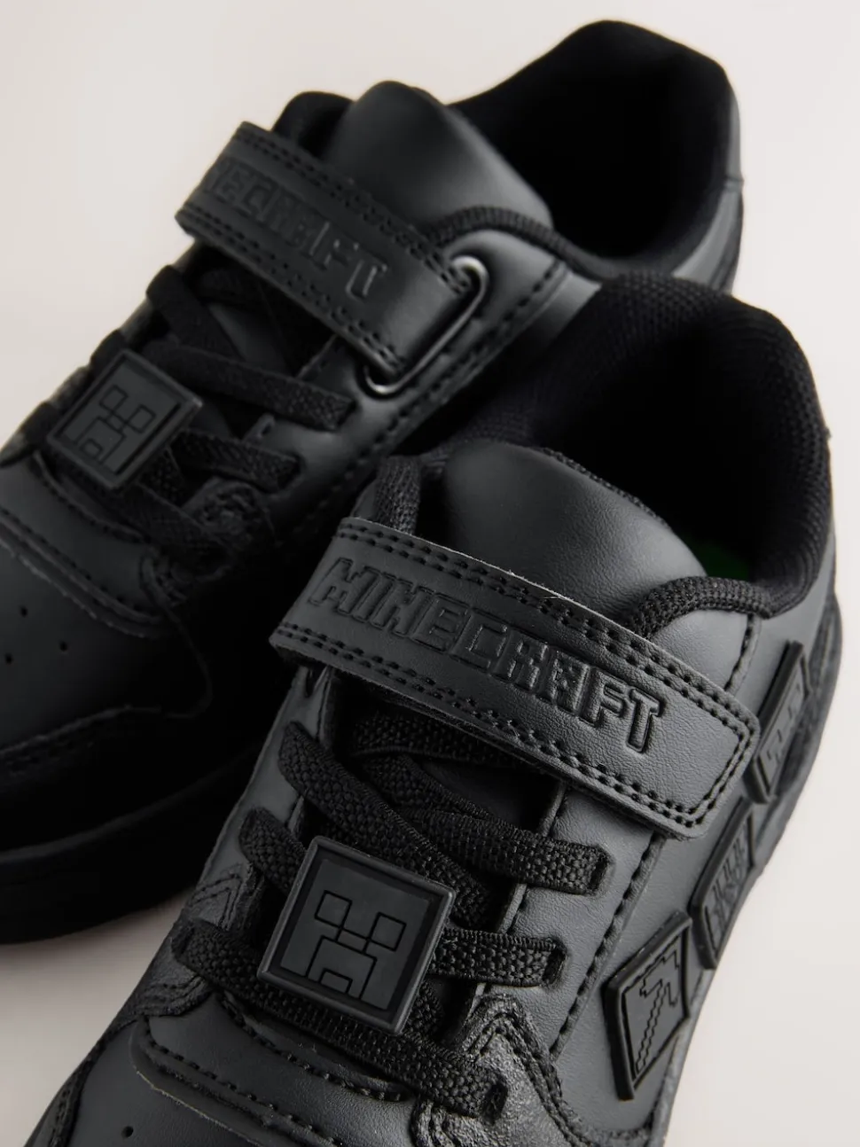 Black Minecraft School Touch Fastening Elastic Lace Shoes