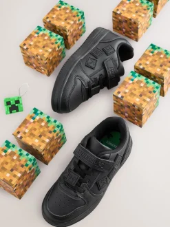 Black Minecraft School Touch Fastening Elastic Lace Shoes