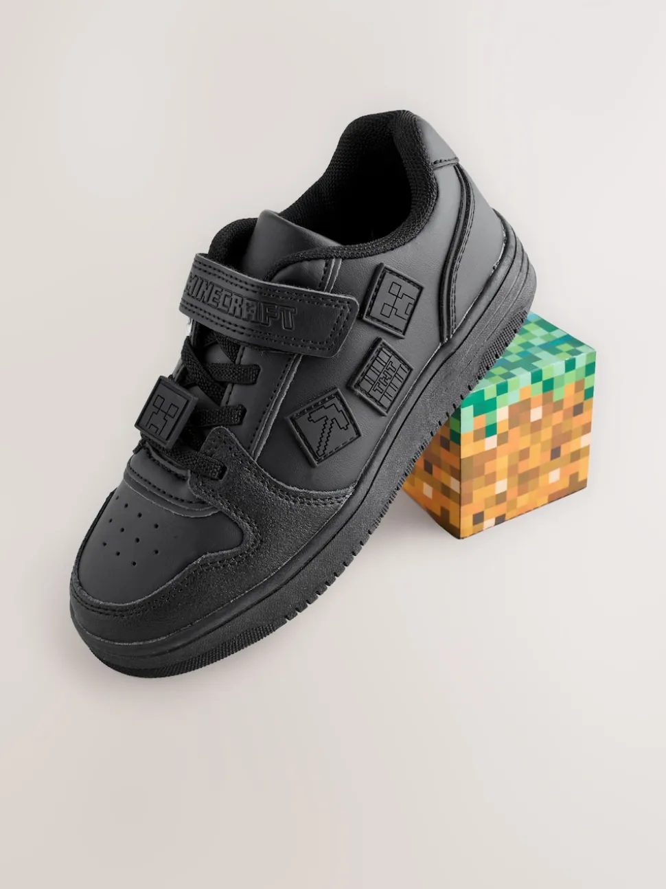 Black Minecraft School Touch Fastening Elastic Lace Shoes
