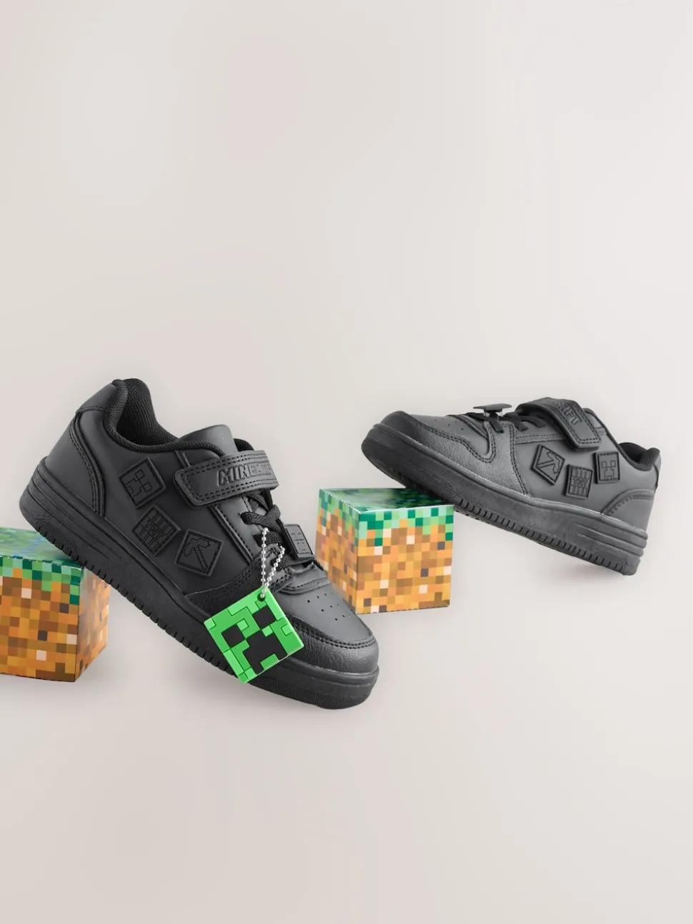 Black Minecraft School Touch Fastening Elastic Lace Shoes
