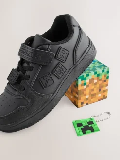 Black Minecraft School Touch Fastening Elastic Lace Shoes