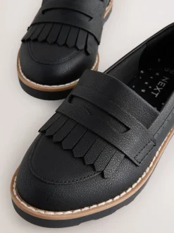 Black Narrow Fit (E) School Loafers