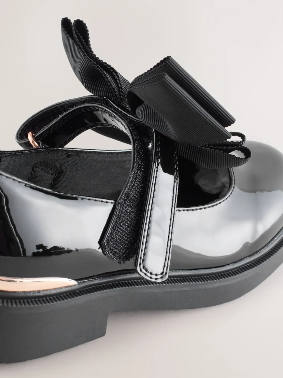Black Patent Bow Chunky Mary Jane School Shoes